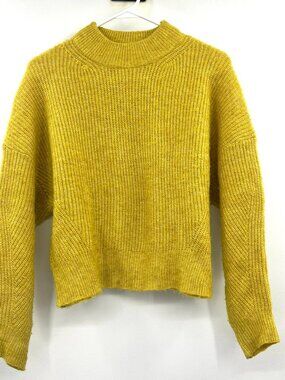 Anthropologie Chartreuse Chunky Knit Mock Nect Sweater Women's XS